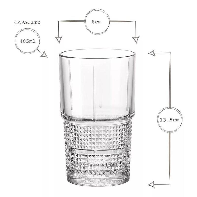 BORMIOLI - Set 4 Vasos Tallados para Coctecl 405 ML Bartenders