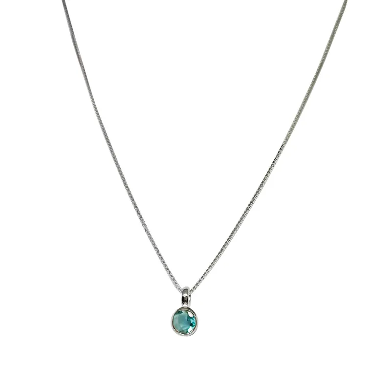 ANDREA COGGIOLA JOYAS - Collar Naisha Topacio Celeste Plata Fina 925