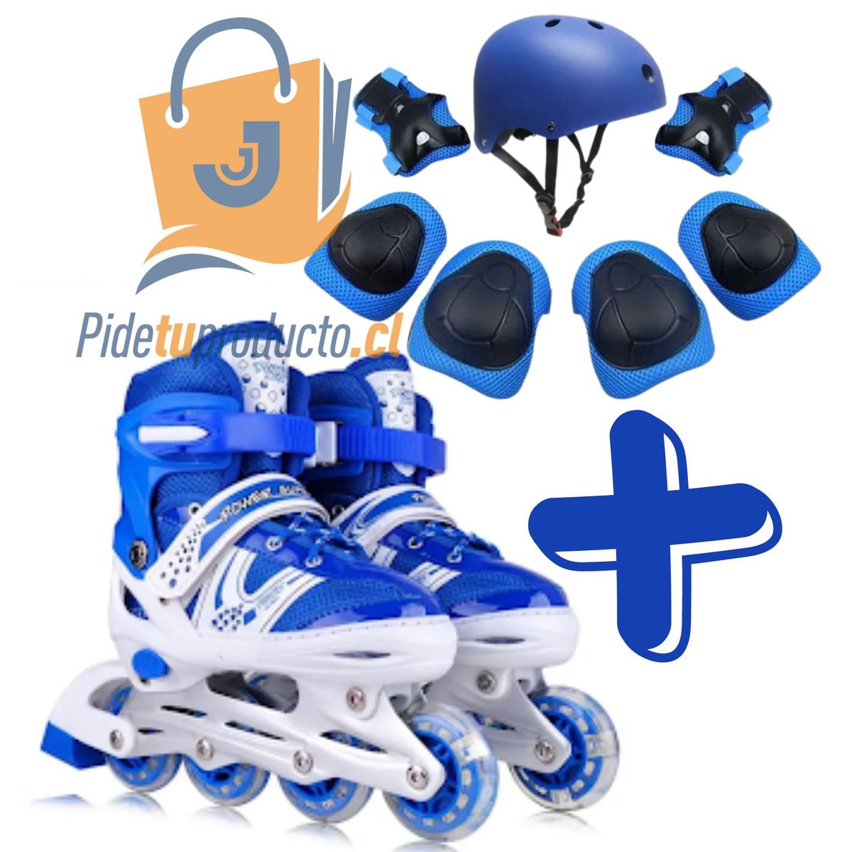 GENERICO - Patines lineales Azul mas kit de protección talla S 30 AL 33