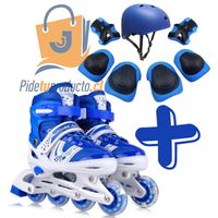 Patines lineales Azul mas kit de protección talla S 30 AL 33