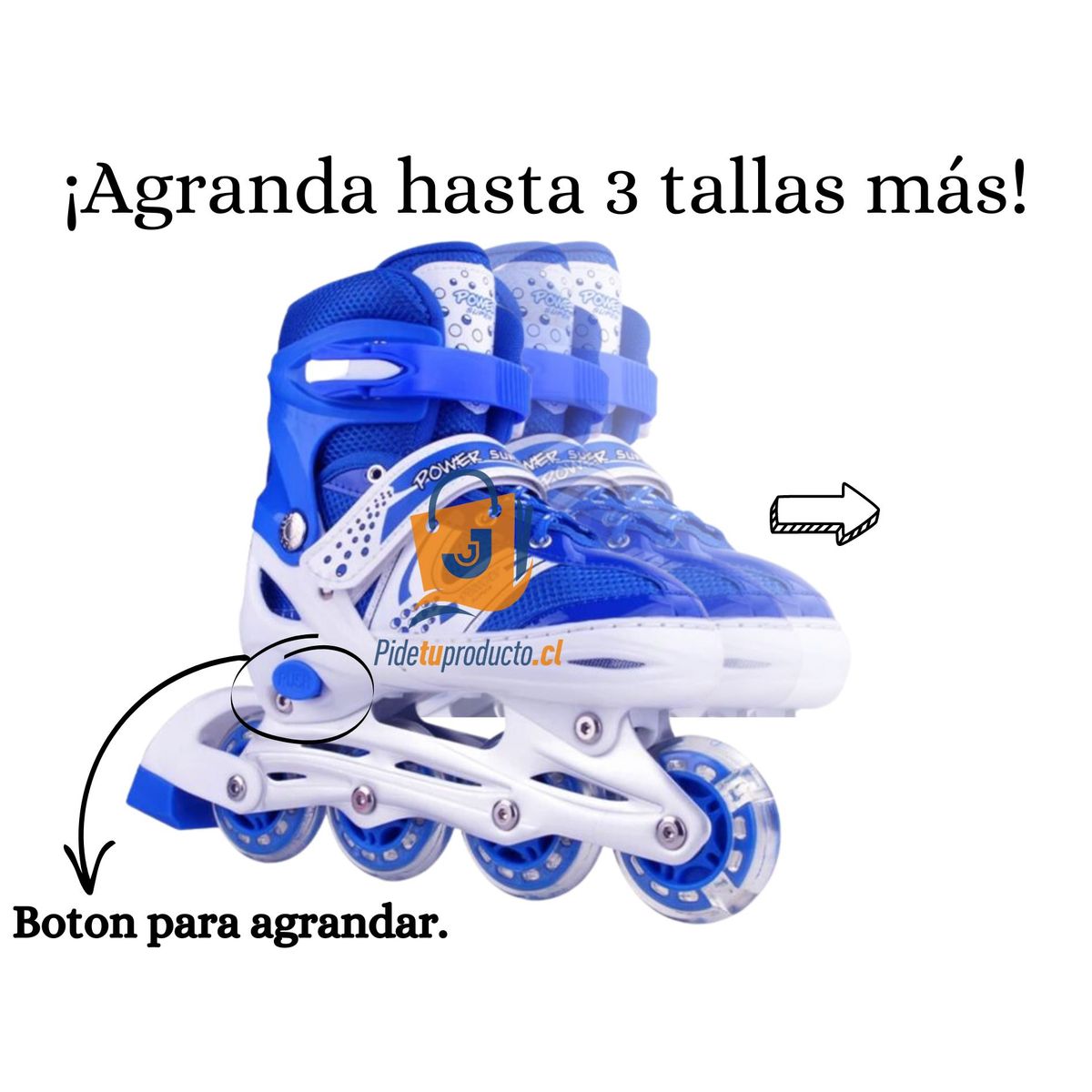 GENERICO - Patines lineales Azul mas kit de protección talla S 30 AL 33
