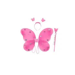 GENERICO - Alas Hada Mariposa Disfraz Niña Varita Y Cintillo Rosado