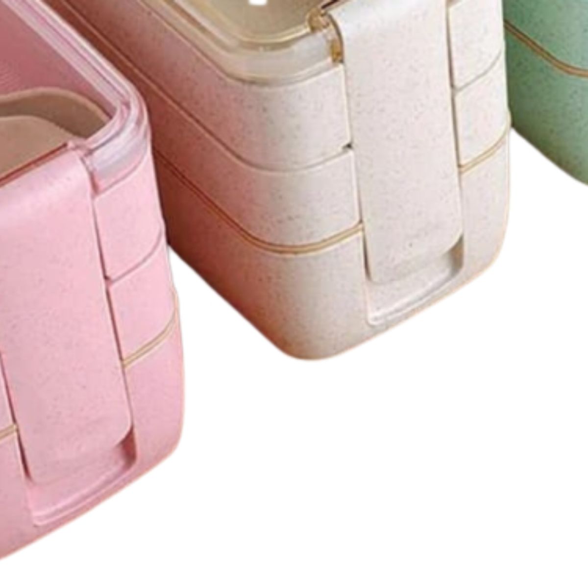 GENERICO - Lonchera 3 Compartimientos C/Cuchara y Tenedor 900 ML Color Rosa