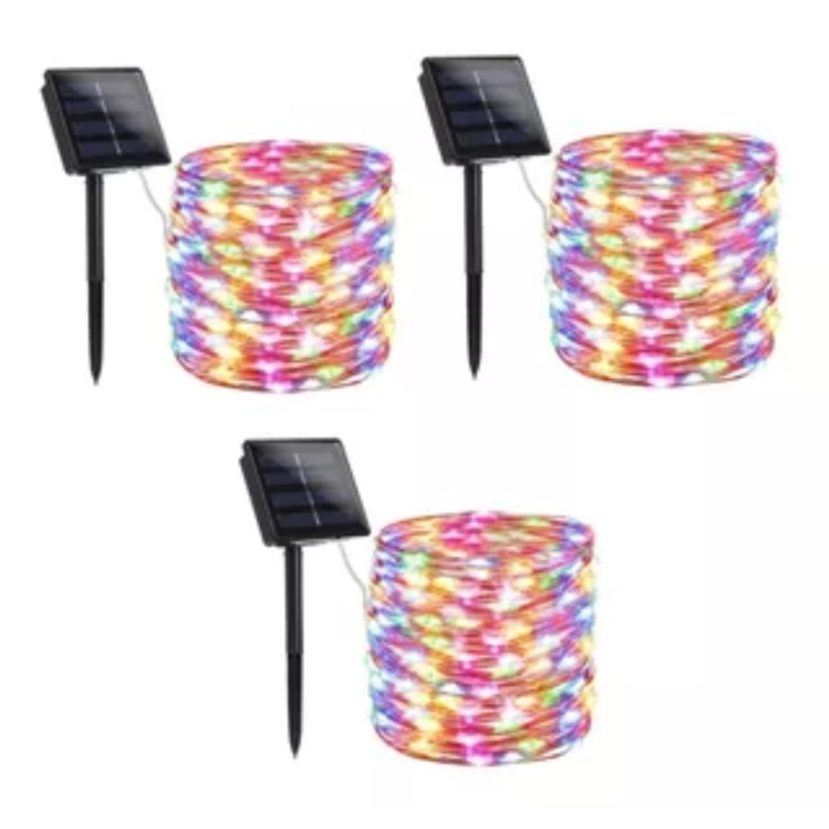 GENERICO - X3 Guirnalda 200 Led Alambre Hada 20m Multicolor Solar