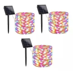 GENERICO - Guirnalda PACK 3 / 200 Led Alambre Hada 20m Multicolor Solar JARDIN