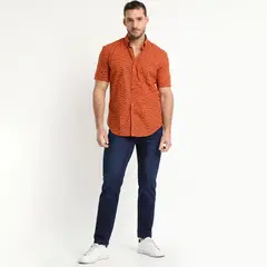 TRUVAL - Camisa Estampada Diseño Mc Naranja