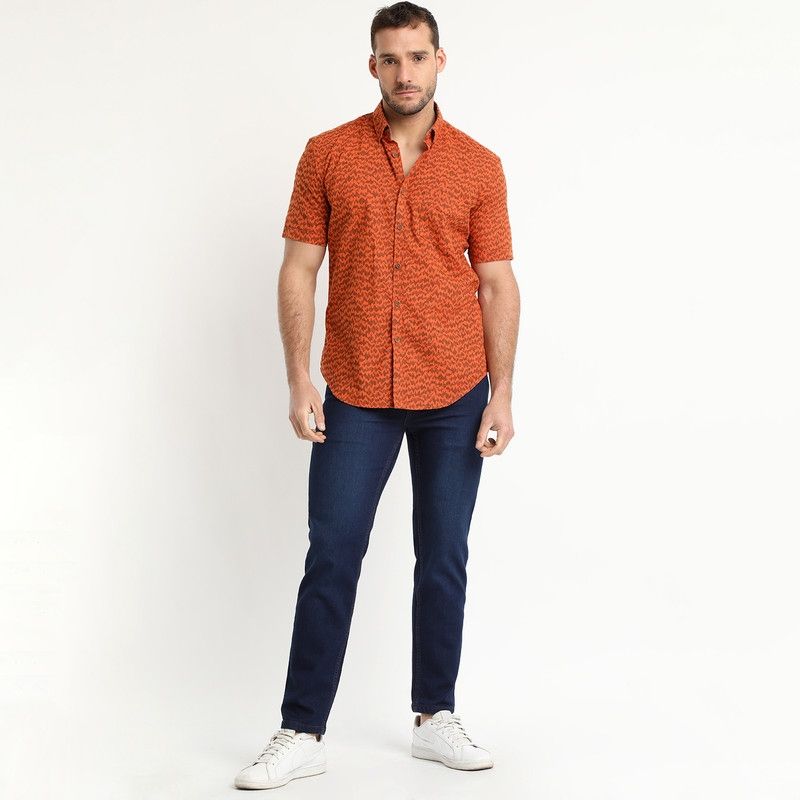 TRUVAL - Camisa Estampada Diseño Mc Naranja TRUVAL