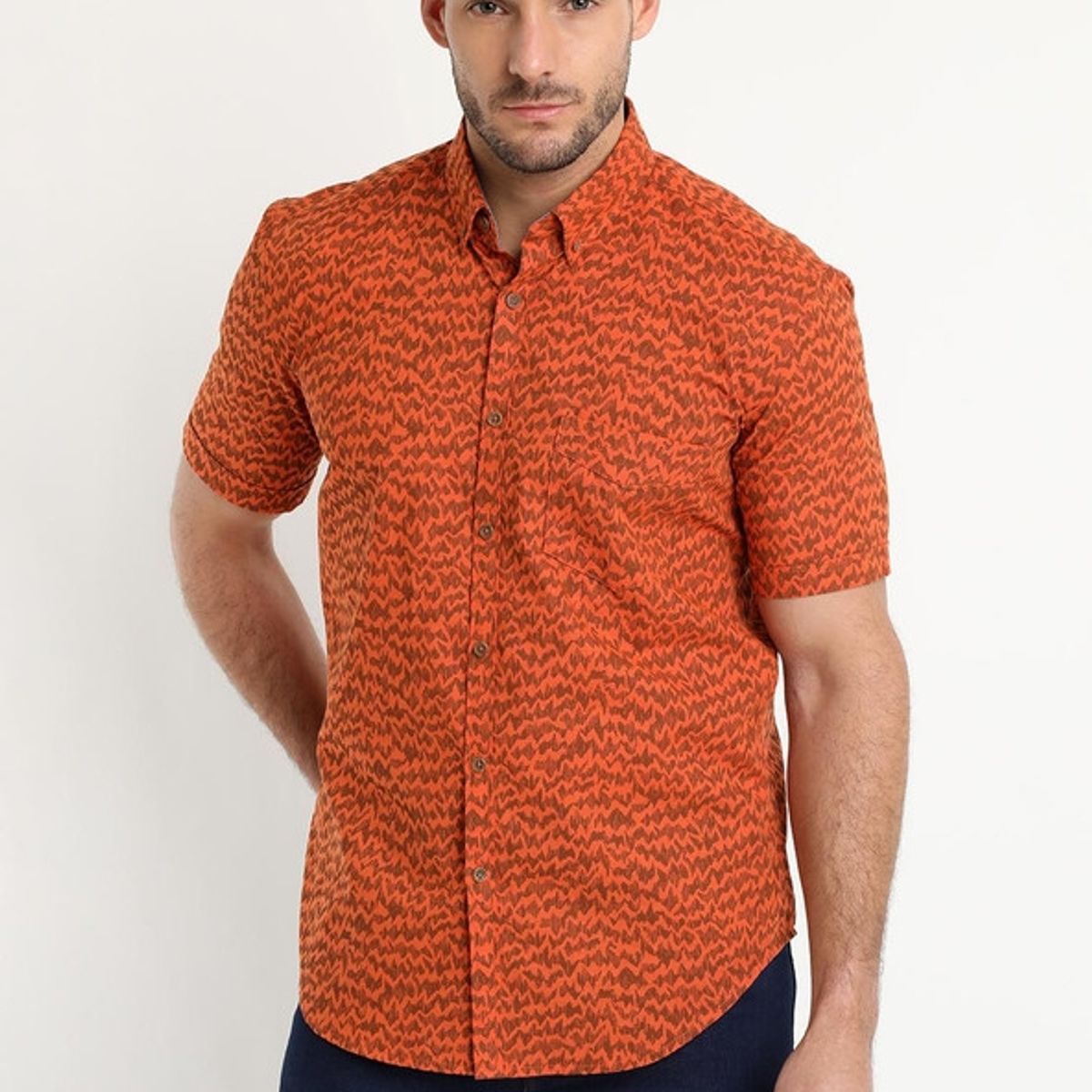 TRUVAL - Camisa Estampada Diseño Mc Naranja TRUVAL