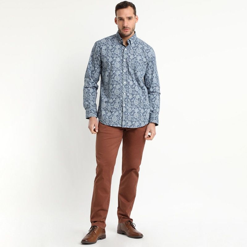 TRUVAL - Camisa Trevira Estampada Celeste TRUVAL