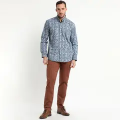 TRUVAL - Camisa Trevira Estampada Celeste