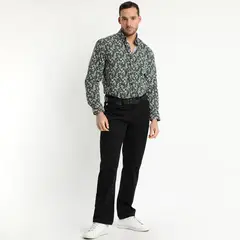 TRUVAL - Camisa Trevira Estampada Verde Musgo