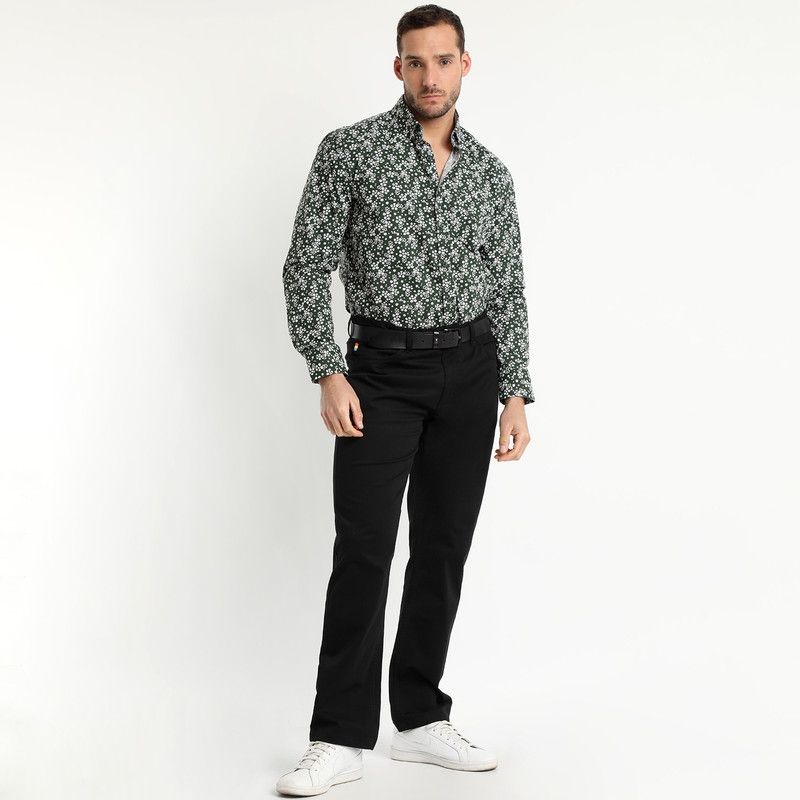 TRUVAL - Camisa Trevira Estampada Verde Musgo TRUVAL