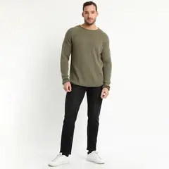 TRUVAL - Sweater Cuello Redondo Khaki claro