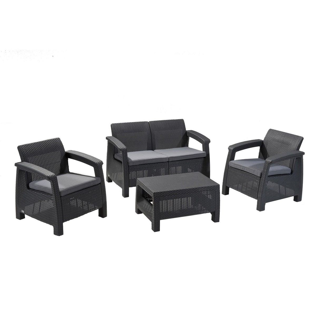 KETER - Juego de Terraza Jardin 2 Cuerpos Corfu Grafito - Gris oscuro