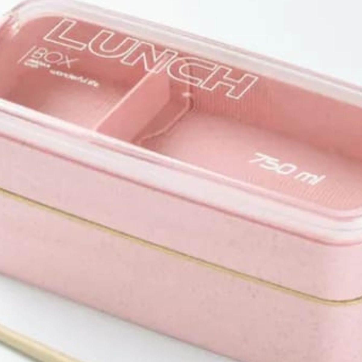 GENERICO - Lonchera Comida 2 Compartimientos C/Cuchara y Tenedor 750 ml Beige