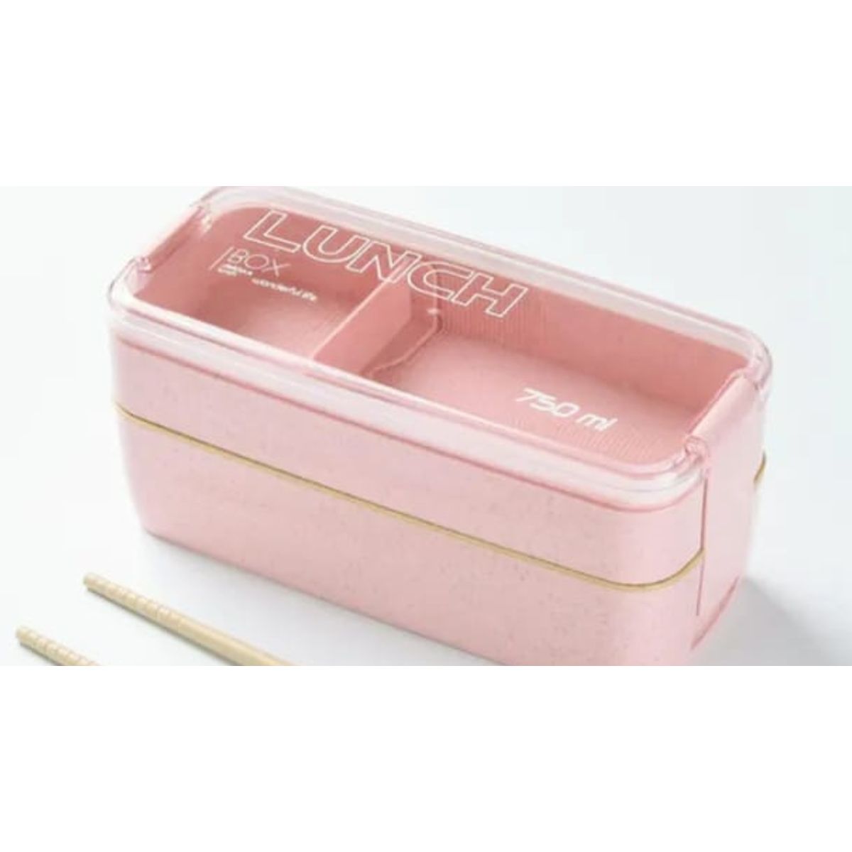 GENERICO - Lonchera Comida 2 Compartimientos C/Cuchara y Tenedor 750 ml Beige