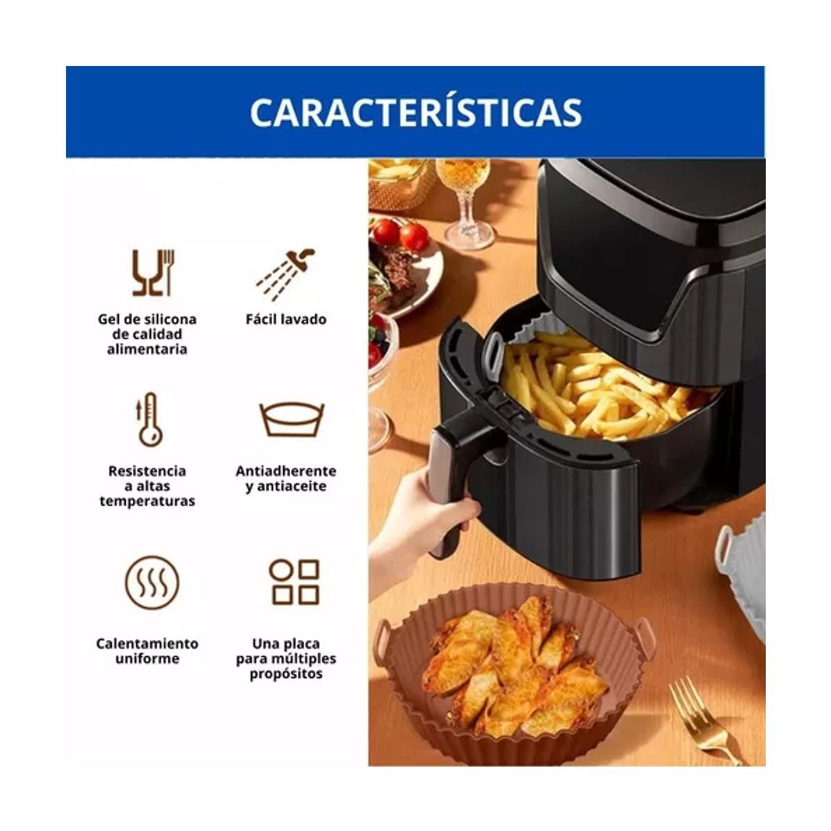 GENERICO - 2 Moldes Forro Freidora De Aire Silicona Bandeja Air Fryer