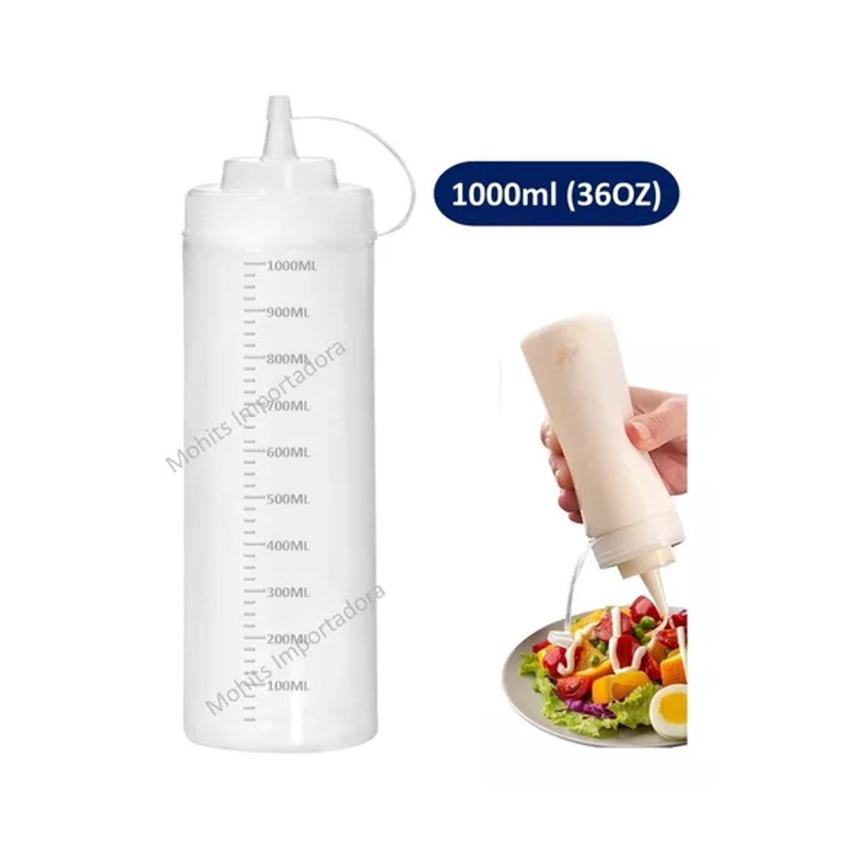 GENERICO - Dispensador Salsa Salsero Botella Transparente Graduado
