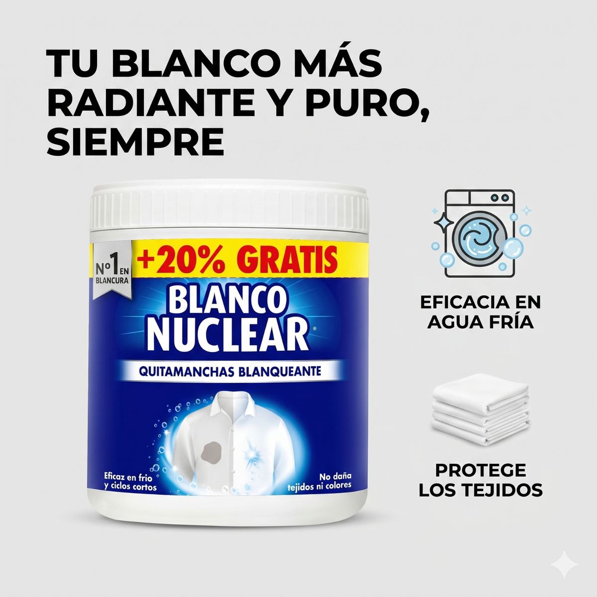 GENERICO - Quitamanchas Blanco Nuclear Polvo 450g + 100g