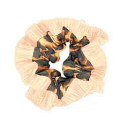 MARIA PASKARO - Scrunchie Begonia M Animal Damasco Plisado - Crema