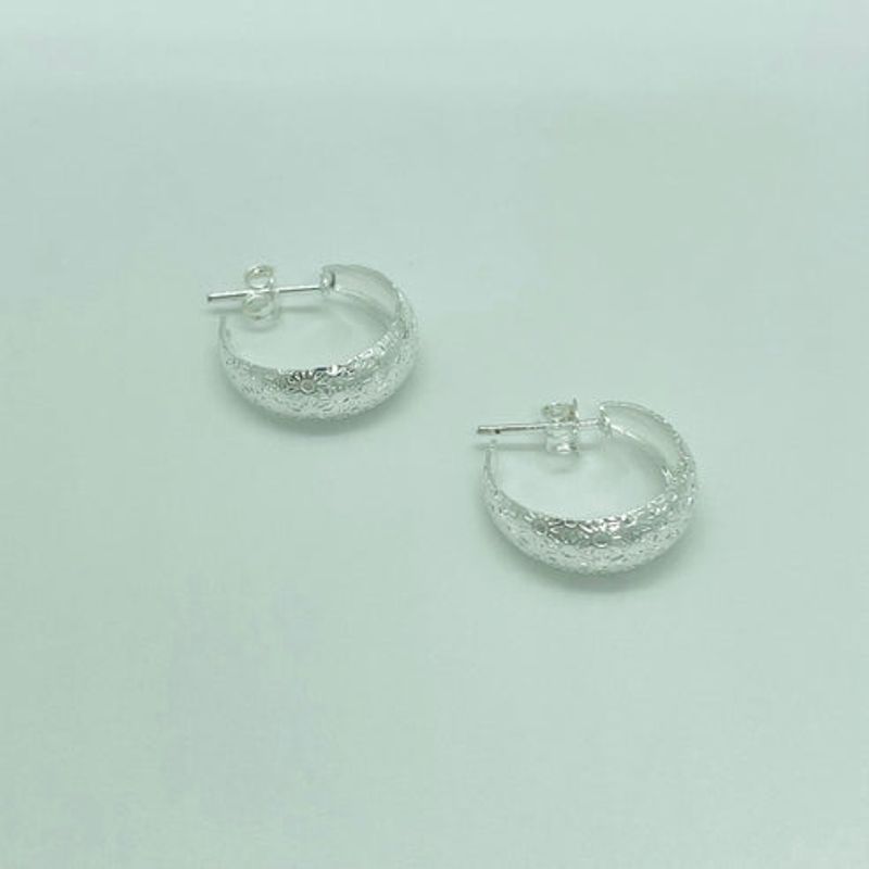 VIZIATO - Argolla semi flor baño en plata