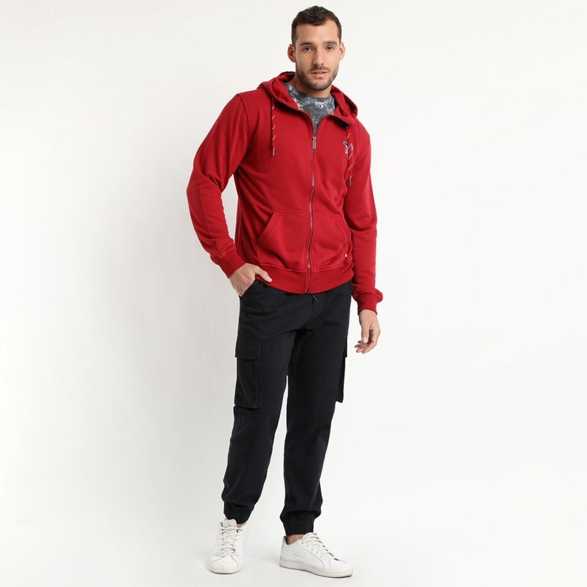 TRUVAL - Poleron Full Zipper Rojo oscuro TRUVAL