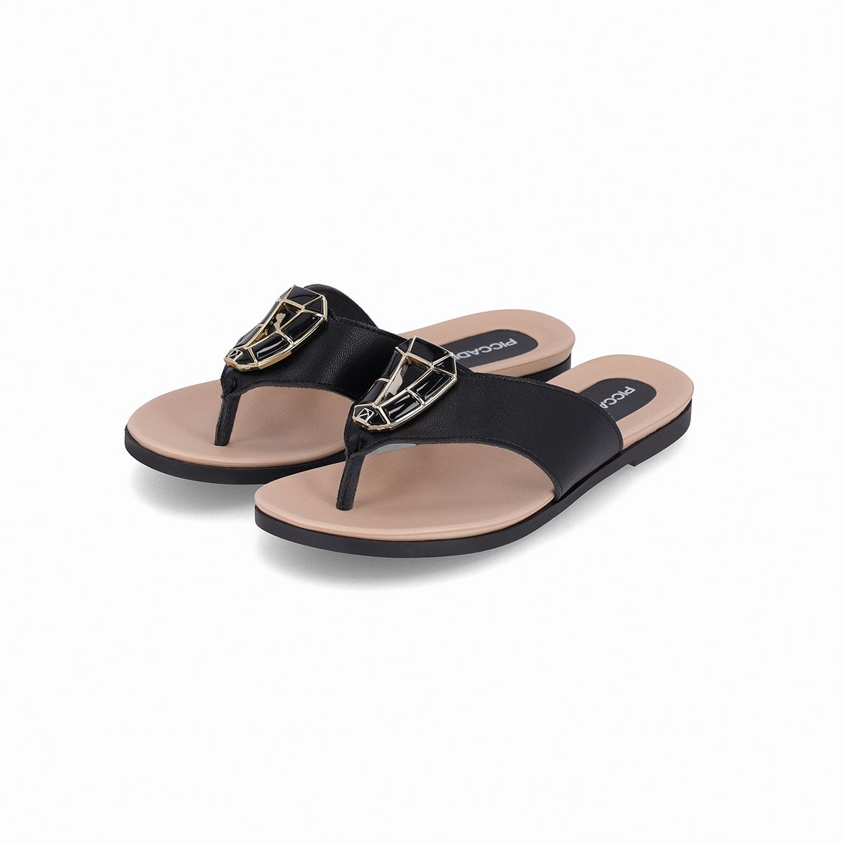 PICCADILLY - Sandalia Mujer Negro/Dorado Mari Piccadilly