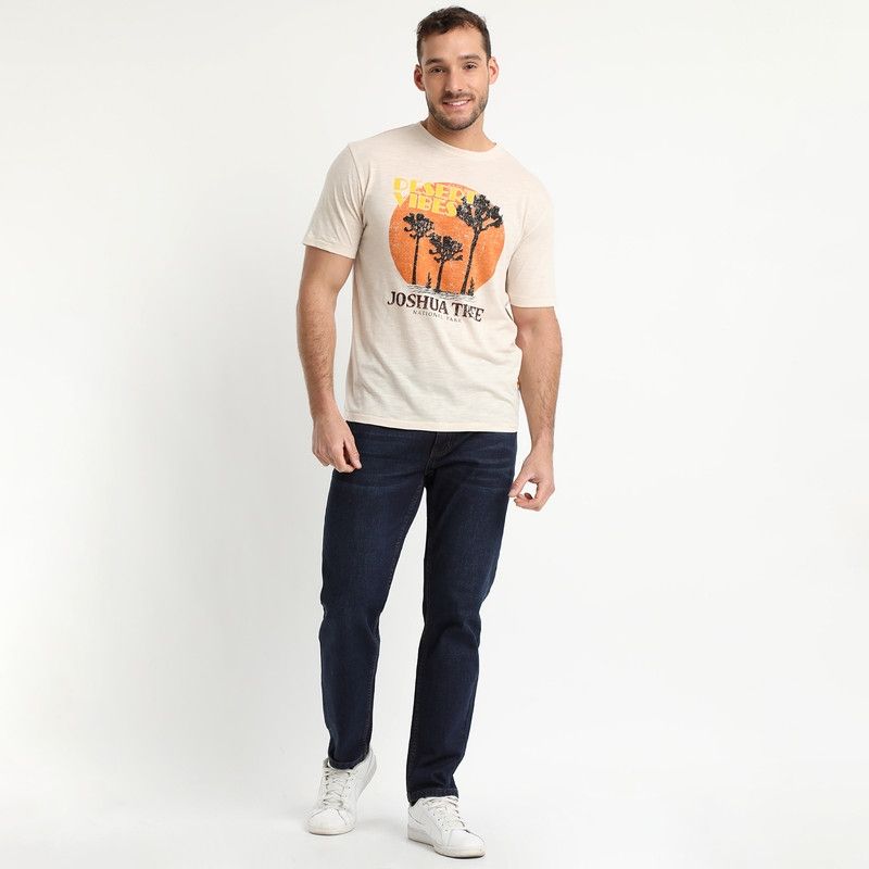 TRUVAL - Polera Manga Corta Cuello Redondo Print Beige TRUVAL