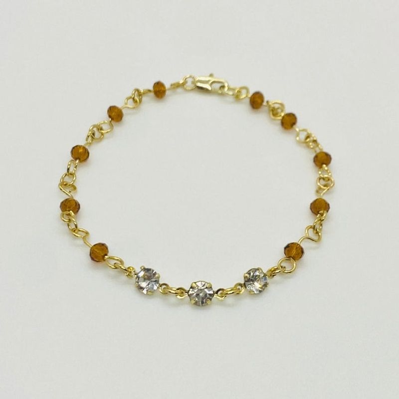 VIZIATO - Pulsera marrone enchapado en oro
