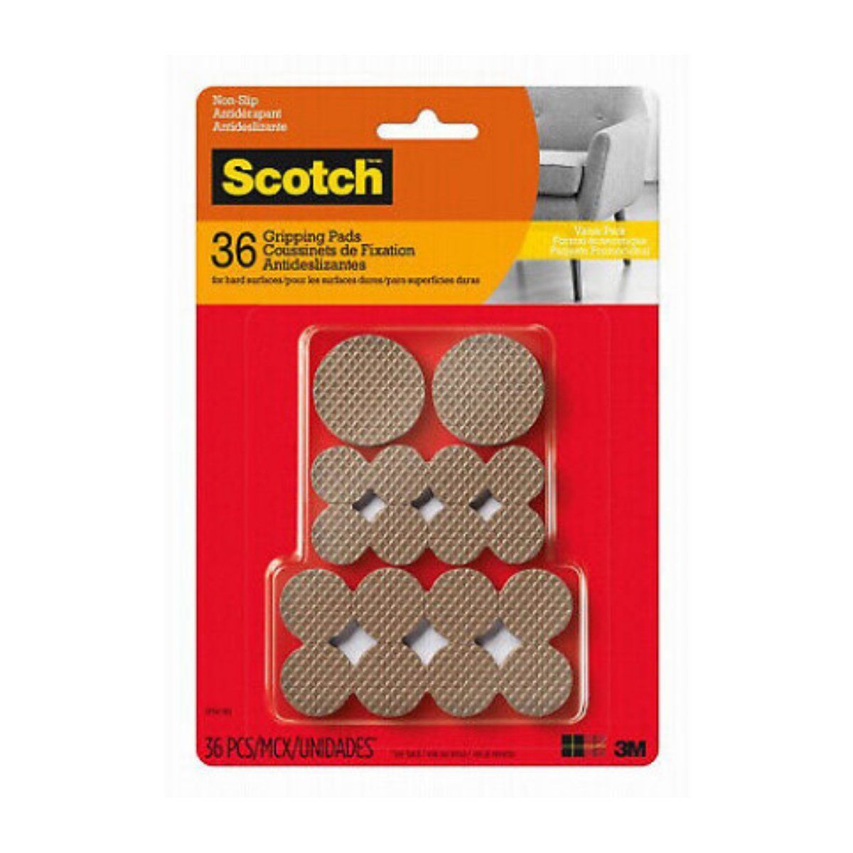 3M - Protector antideslizante goma café 36un scptch 3M