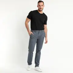 TRUVAL - Pantalón Frente Plano Slim Fit Gris Medio