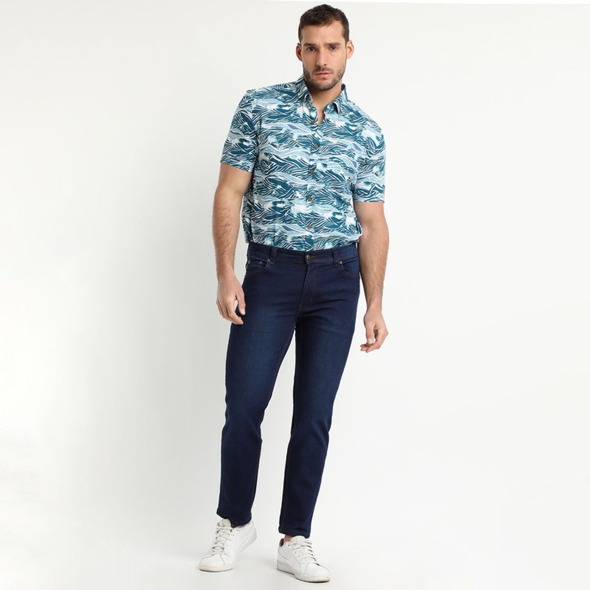 TRUVAL - Jeans Básico Spandex Slim Fit Azul Denim TRUVAL