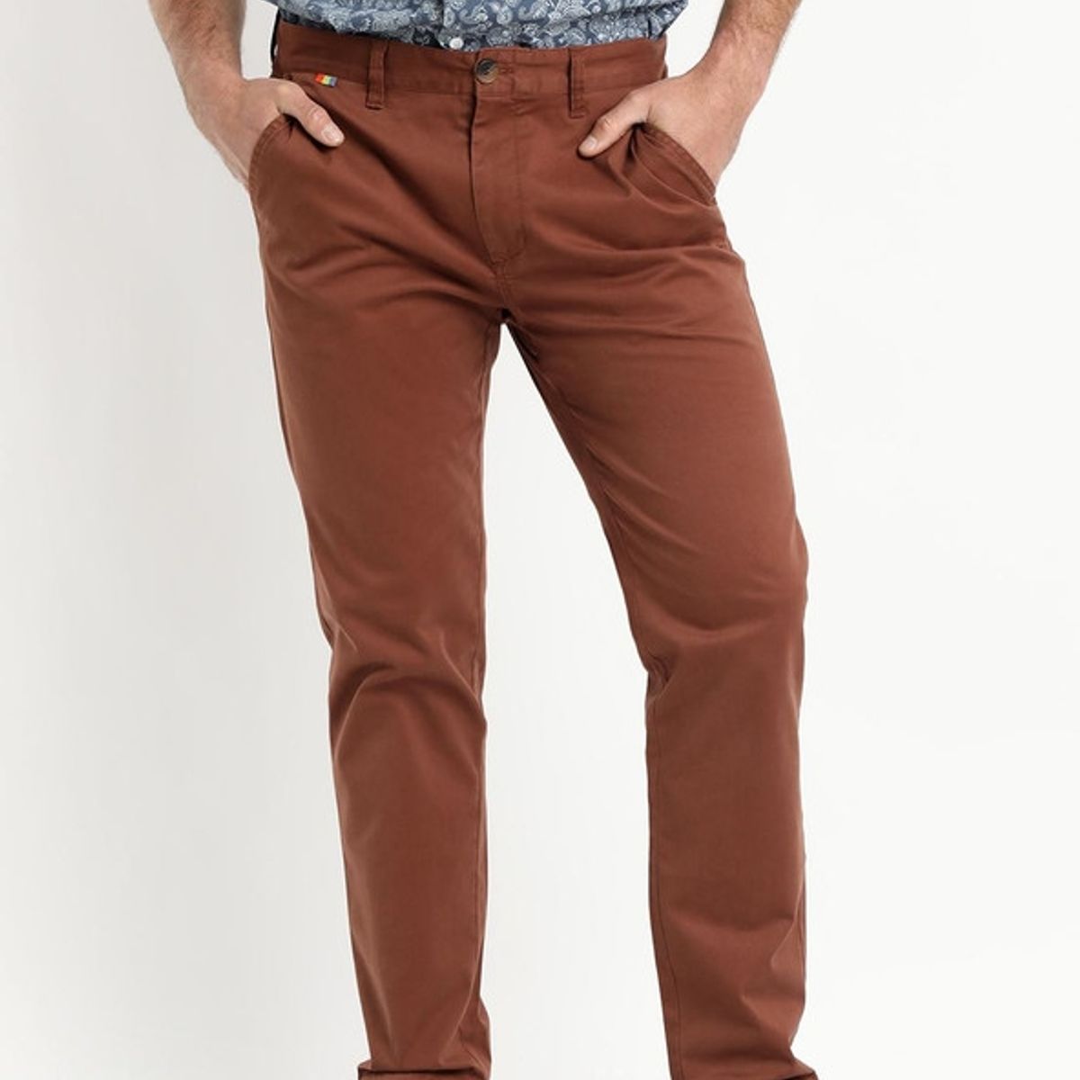 TRUVAL - Pantalón Frente Plano Slim Fit Ladrillo TRUVAL