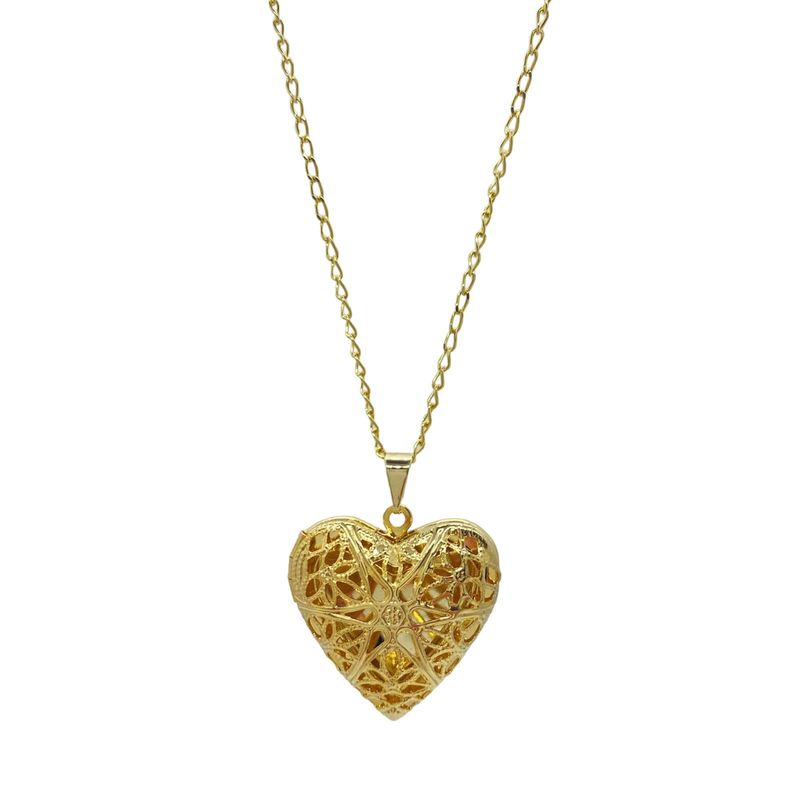 VIZIATO - Collar relicario cuore enchapado en oro