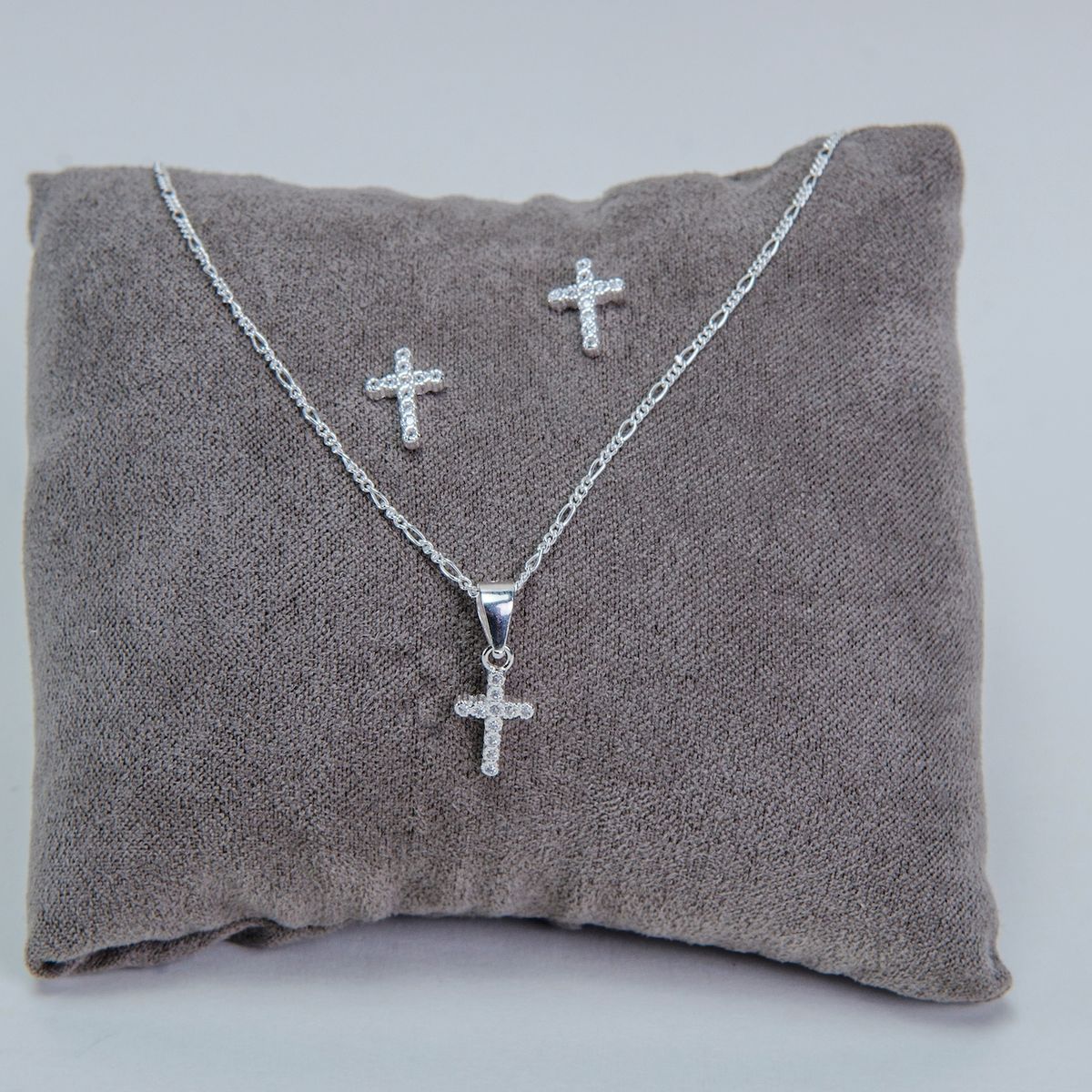 VIZIATO - Conjunto cruz circones plata