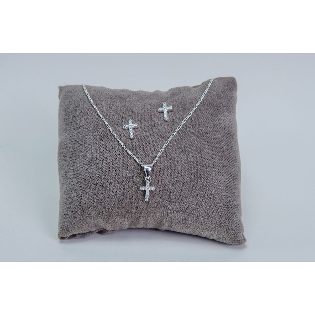 VIZIATO - Conjunto cruz circones plata