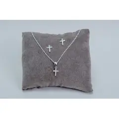 VIZIATO - Conjunto cruz circones plata