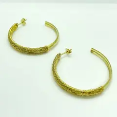 VIZIATO - Argolla semi mimbre enchapado en oro