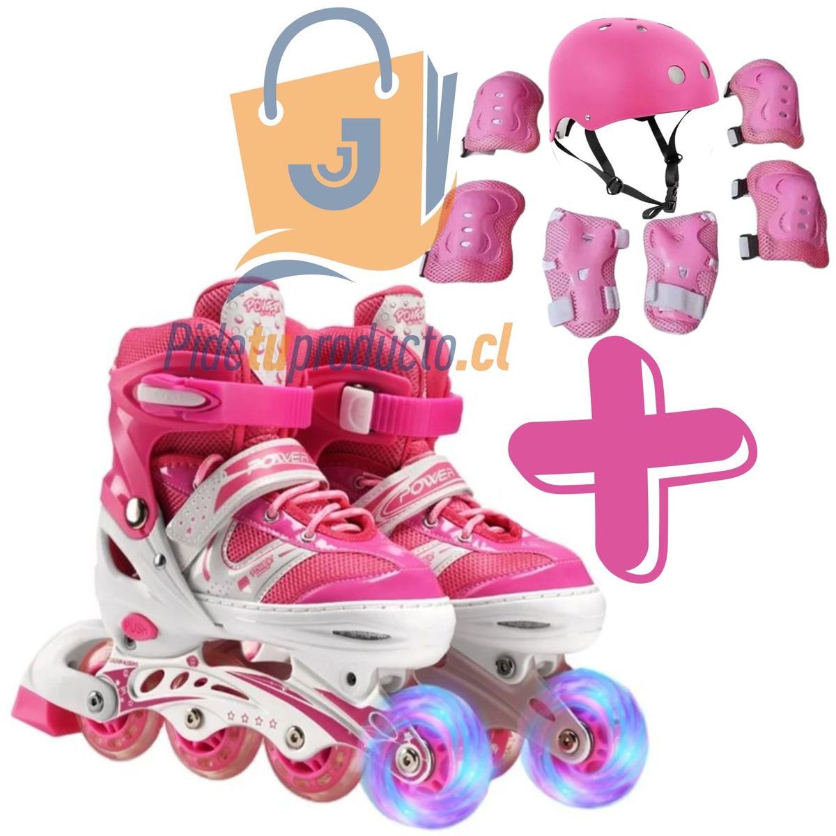 GENERICO - Patines Lineales Rosa mas Kit de Protección Talla S 30 AL 33