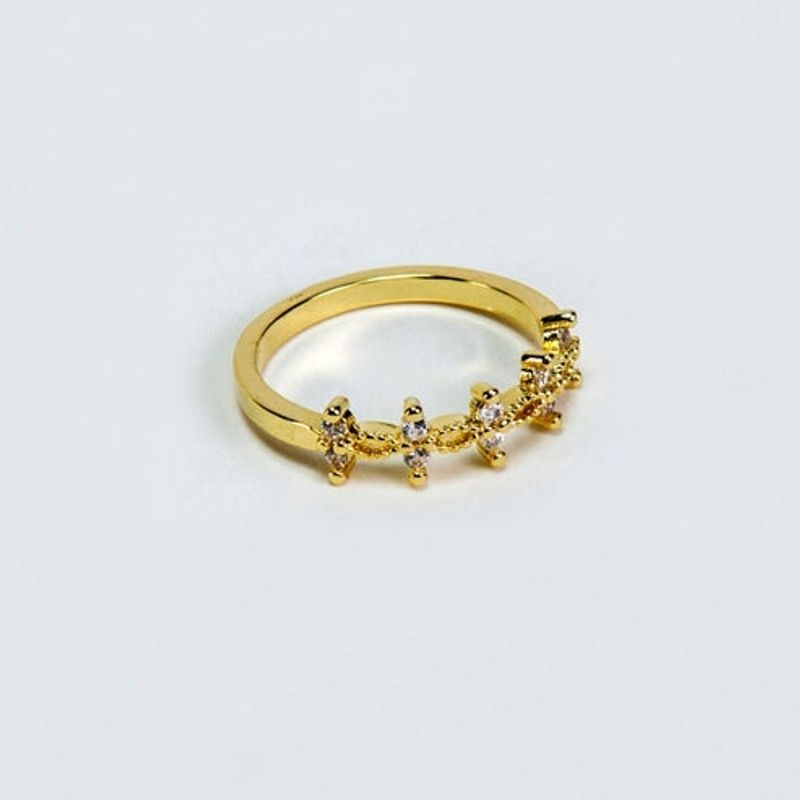 VIZIATO - Anillo corona circón enchapado en oro