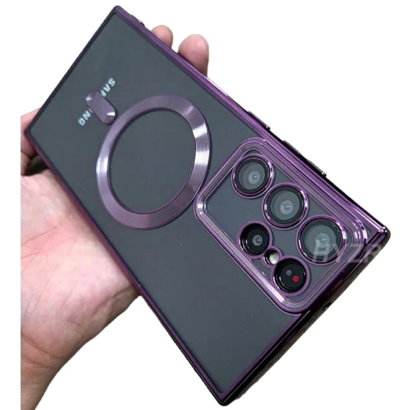 GENERICO - Funda Transparente De Lujo Con Magfase para Samsung S23 ULTRA Morado