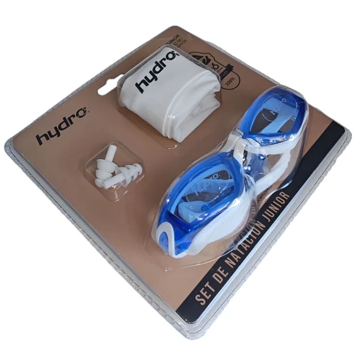 TRAINING PRO - Set Natación Niño-junior Hydro®: Gorra + Lentes + Tapon Oído