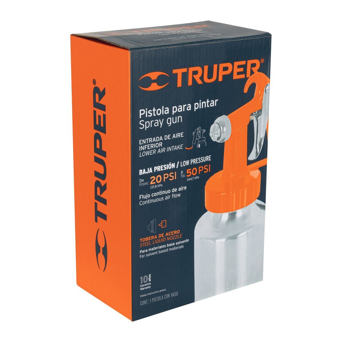 TRUPER - Pistola P/pintar Baja Presión, Naranja,  Truper Pipi-26