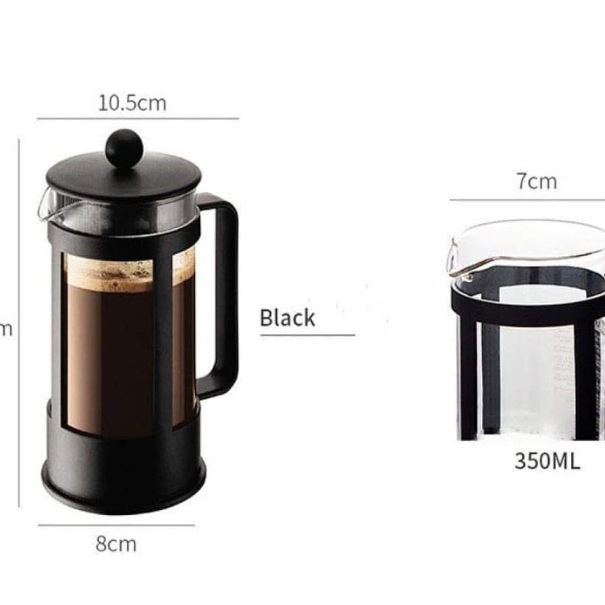 GENERICO - Cafetera Francesa  350 ML De Vidrio Con Filtro