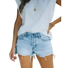 BLWOENS - Pantalones cortos vaqueros para mujeres Jeans