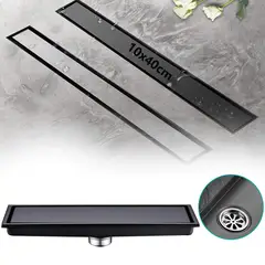 DEKANO - Rejilla De Cubierta Anti-olor Ducha Anti-obstrucción 10×40cm Negro