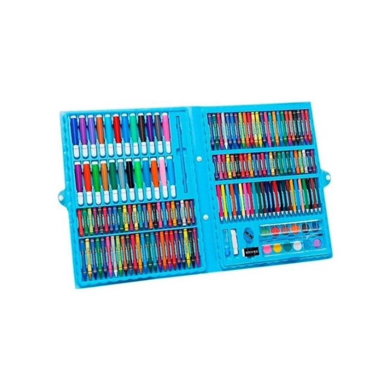 GENERICO - Set Maleta Arte 168 Piezas Lapices Pintura Colorear Azul