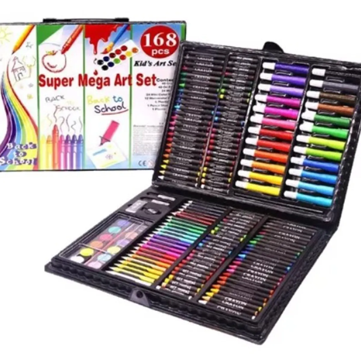 GENERICO - Set Maleta Arte 168 Piezas Lapices Pintura Colorear Negra