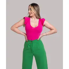 MABELLE - BODY MUJER ESCOTE EN V CON VUELITOS
