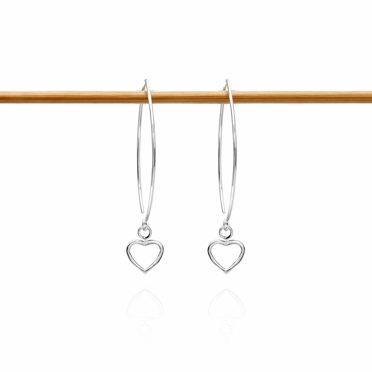 JOYAS MYTOKE - Aros Corazon Gancho Oval Plata Fina 925 Mujer